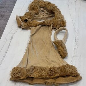 Tan Faux Fur Trimmed Hooded Dress- Courageous Lion